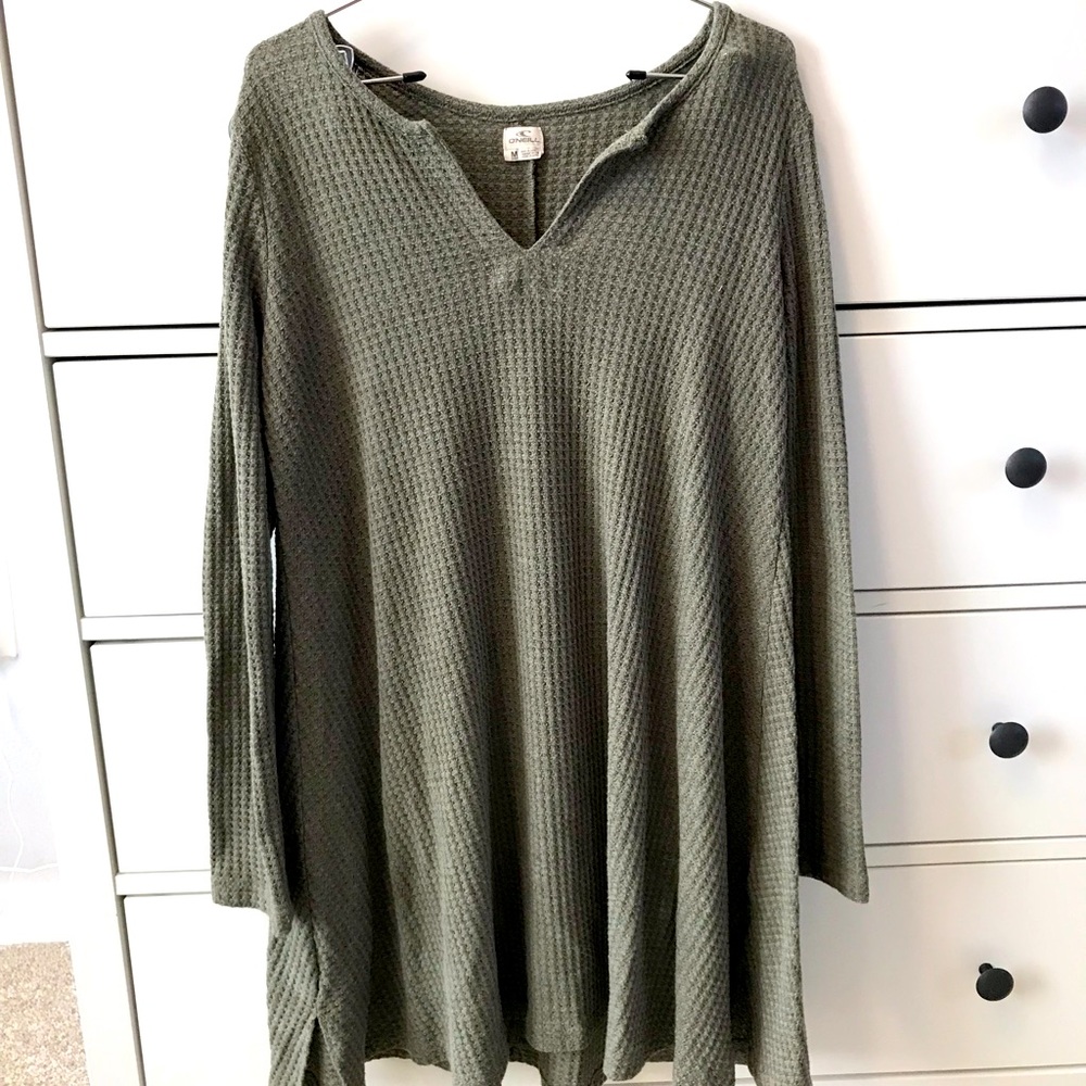 Gently Worn O’Neill Olive Waffle Knit Long Sleeve Dress